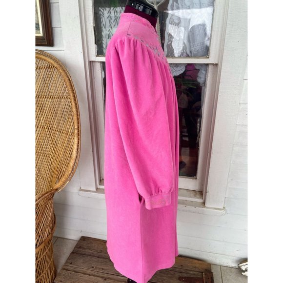 Vintage 1960s Vanity Fair Pink Fleece Robe MOD Sz M - Picture 3 of 10